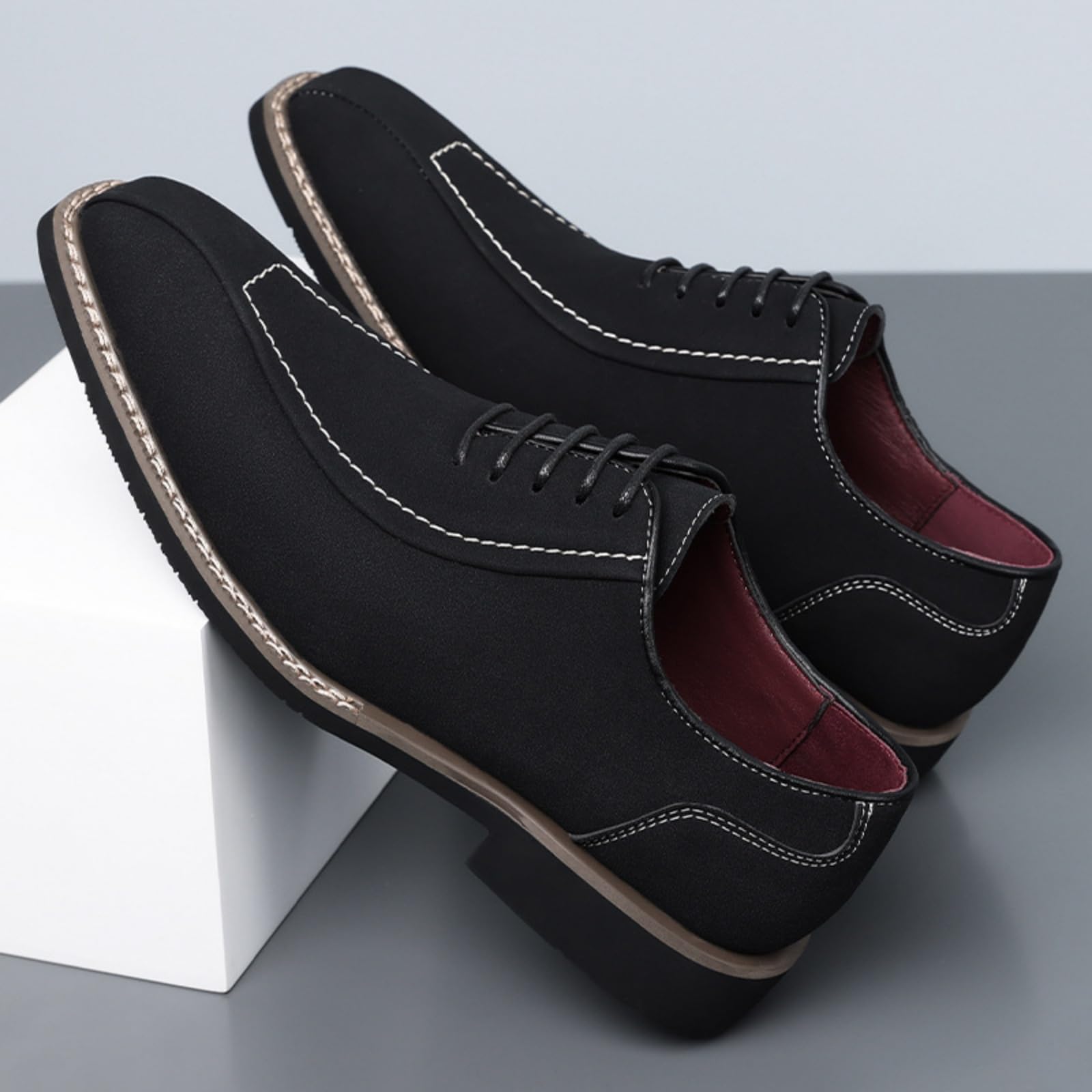 Hixingo Scarpe Stringate Uomo in Pelle | Scarpe Eleganti da Abito comoda Design classico ideale per ufficio, lavoro, matrimoni, cerimonie ed eventi formali