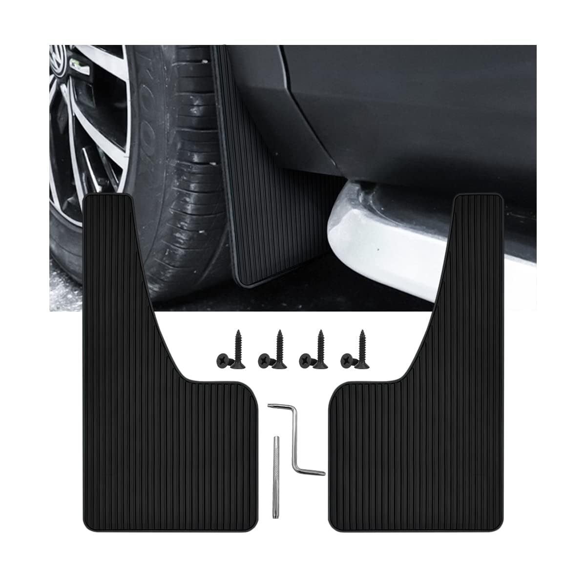 TERRIFI Car Mud Flaps Fender Splash Guards(2 Pack), PVC Mudguard Fender Flares with Hardware Front and Rear, Universal Sports Mud Flaps