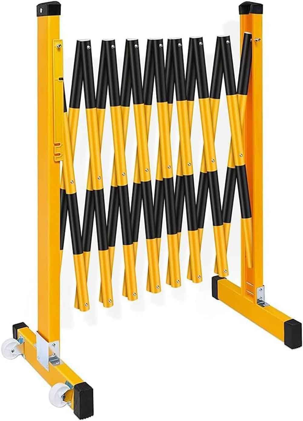 Barrera de Seguridad metálica retráctil - Barrera móvil Extensible de 1,2 m para Control de multitudes, barandilla de tráfico Plegable Industrial para Seguridad en Obra y gestión p