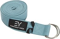 EverydayYoga Yoga Strap with Metal D-Ring - Durable Non-Stretch Strap for Yoga, Pilates, Flexibility & Therapy (6ft, 8ft, 10ft)