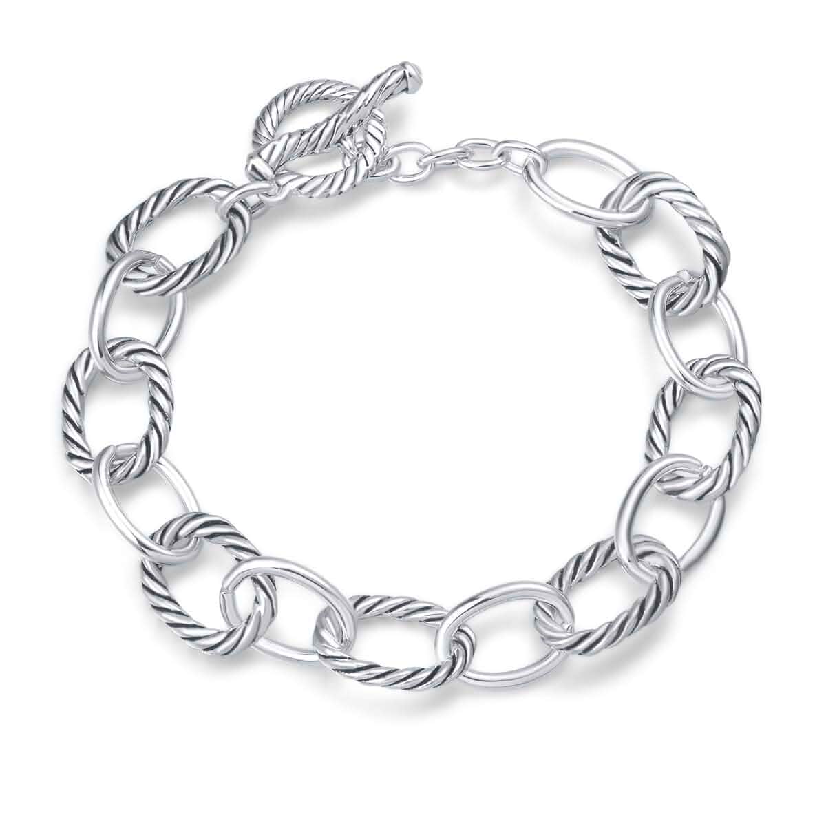 UNY JEWEL Twisted Cable Wire Link Chain Bracelet Two Tone Designer Brand Inspired Women Jewelry Valentine (2 Tone)