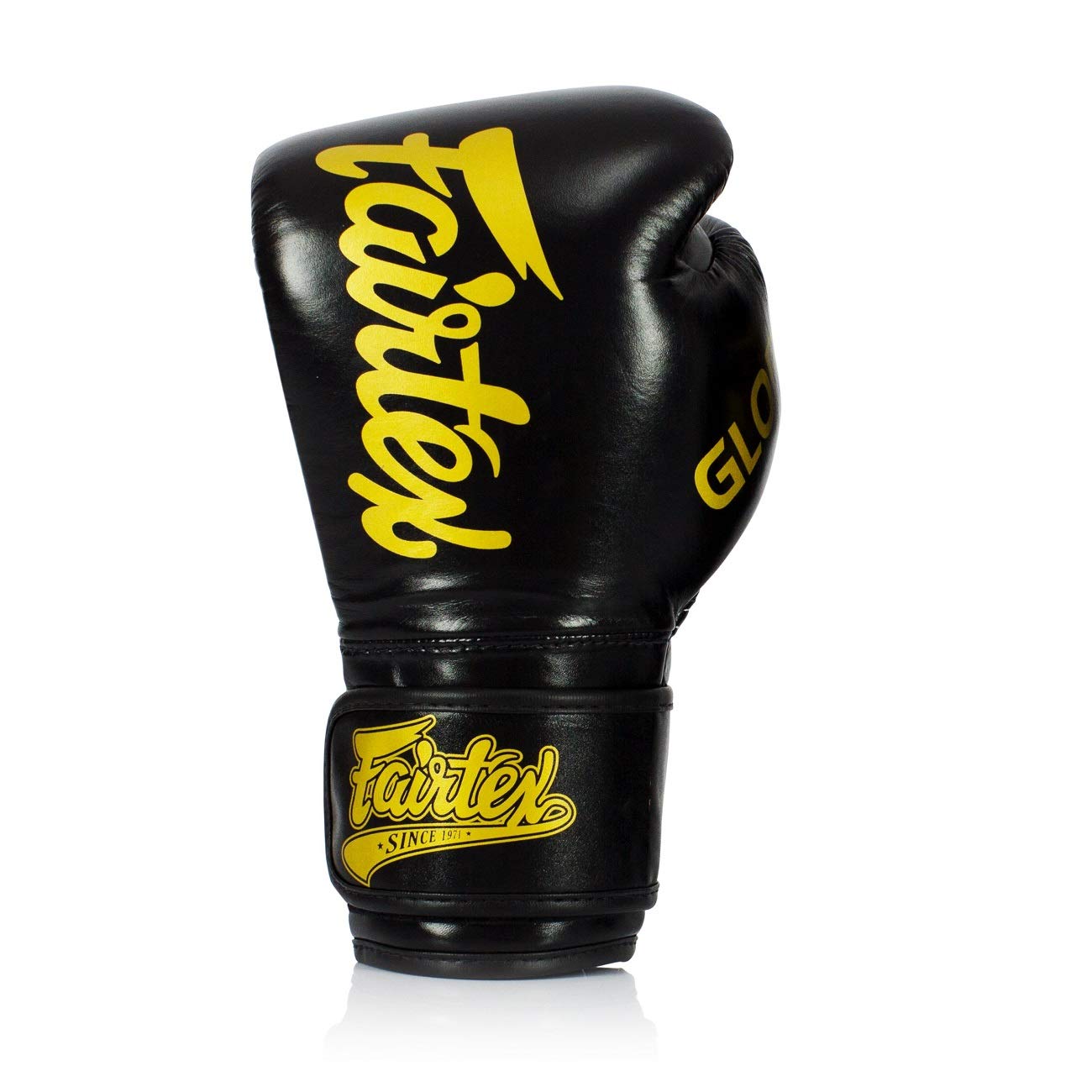 Fairtex Boxhandschuhe Fairtex X Glory - Schwarz - Boxhandschuhe für Kickboxen Sparring Muay Thai aus Leder - Handgefertigt in Thailand - Offizielle Glory Kickboxing Boxhandschuhe (12oz)