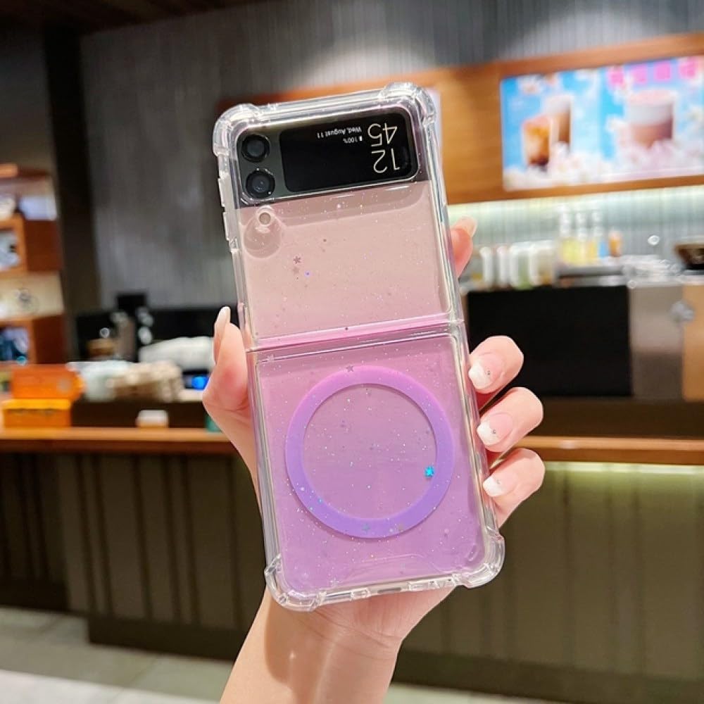 Coque pour Samsung Z Flip3 pliable magnétique rose violet - 7