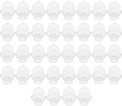EATAKWARD 36 Pcs Mini Cake Stand with Lid, Plastic Cupcake Stand, Clear Small Cake Display Stand for Chocolate, Dessert, Wedding, Birthday, Tea Party Supplies, Transparent