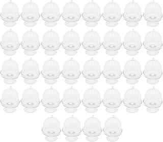 EATAKWARD 36 Pcs Mini Cake Stand with Lid, Plastic Cupcake Stand, Clear Small Cake Display Stand for Chocolate, Dessert, Wedding, Birthday, Tea Party Supplies, Transparent