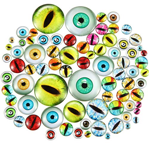 Sumind 200 Pcs Mixed Style Dragon Eyes Glass for Crafts Assorted Colors Size 6mm to 30mm Cabochon Mixed Style Doll Dragon Eyes for Art Dolls Props DIY Jewelry Making