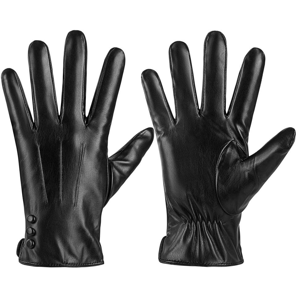 YMYLGDDWLeather Gloves for Men Winter Gloves Genuine Sheepskin Gloves Warm Wool Lining Driving Touch Screen Black Gloves