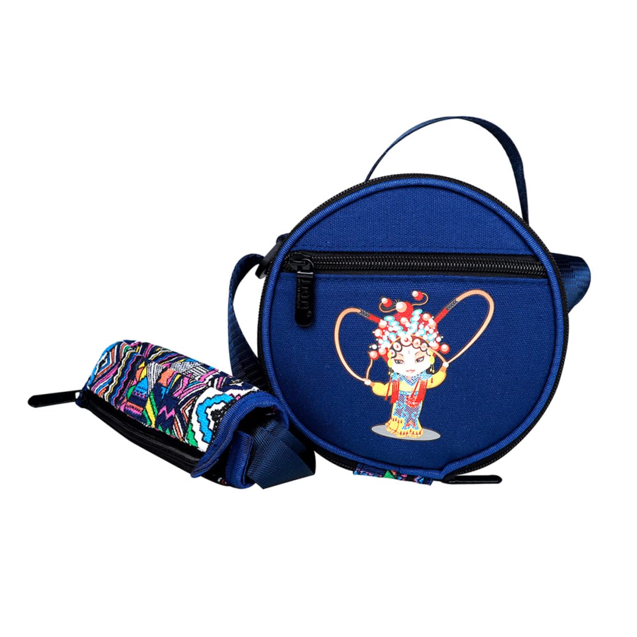 HANABASS 1Pc Steel Tongue Drum Bag Musical Instrument Pouch with Cute Chinese Drama Design Portable Storage for Drumsticks and Accessories