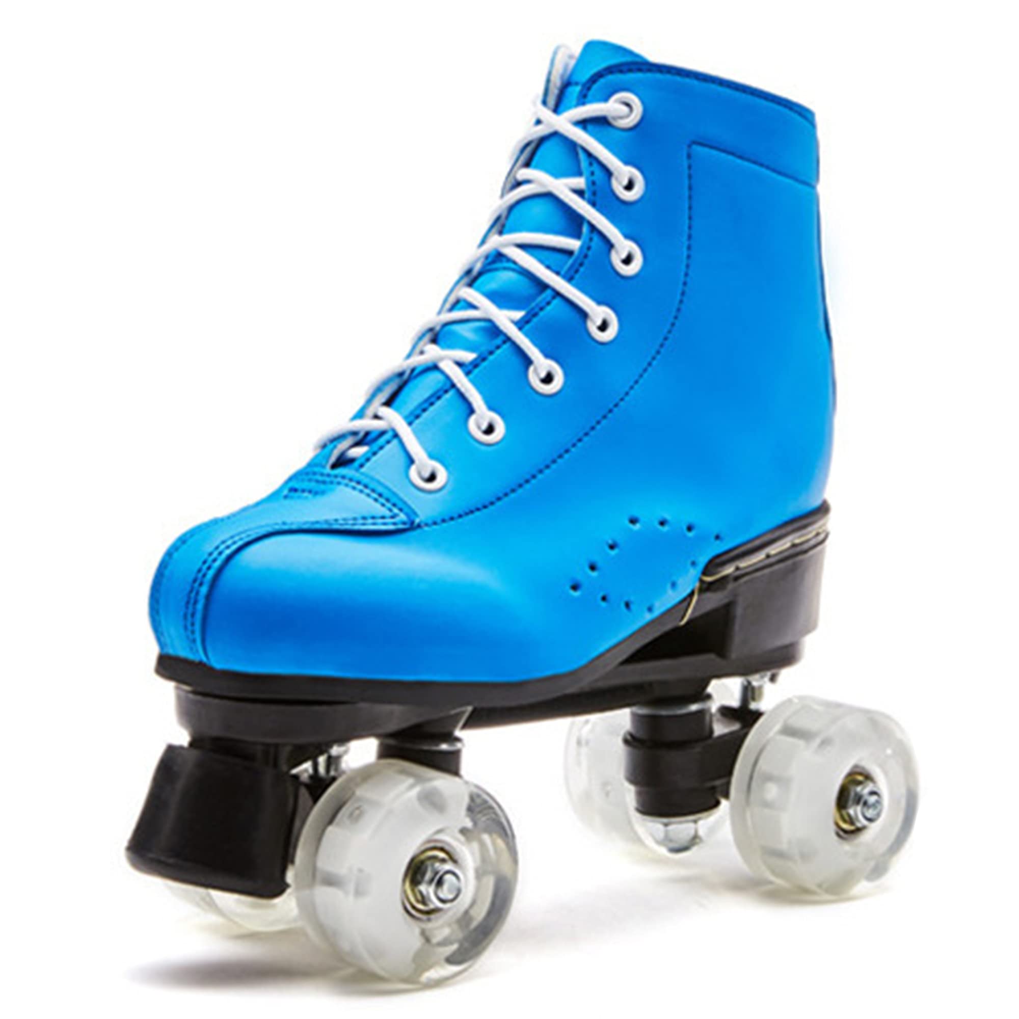 Patines de Ruedas para Hombres y Mujeres, Zapatos de Patines de Ruedas de Cuero PU, Botas de Rodillos de Doble Fila para Interiores y Exteriores
