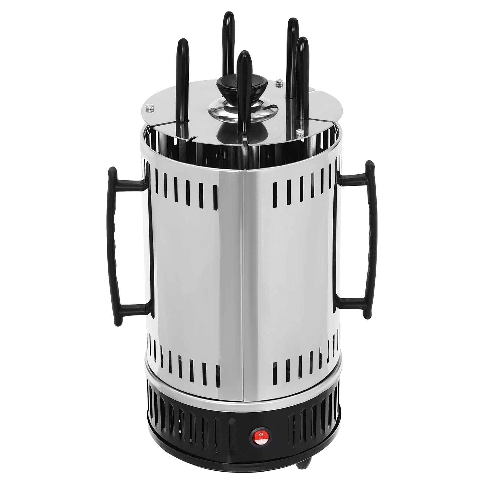 Griglia elettrica da tavolo da 1000 W, griglia verticale girevole da 400-500 °C, con vaschetta raccogli grasso, in acciaio inox, per spiedini e pollo arrosto (5 spiedini)