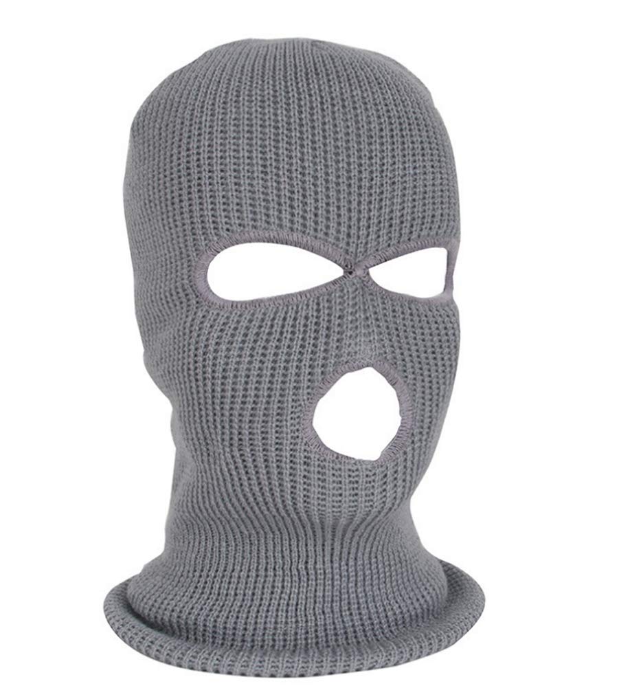 BSFASF 3 Hole Ski Mask Warm Thick Sherpa Fleece Lined Balaclava Winter Ski Hat (Gray)