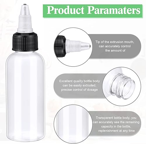 Miniatura 3 de Paquete de 48 botellas redondas con tapas giratorias, botella pequeña de salsa de aceite para salsa de tomate de 2 onzas, botella de pintura