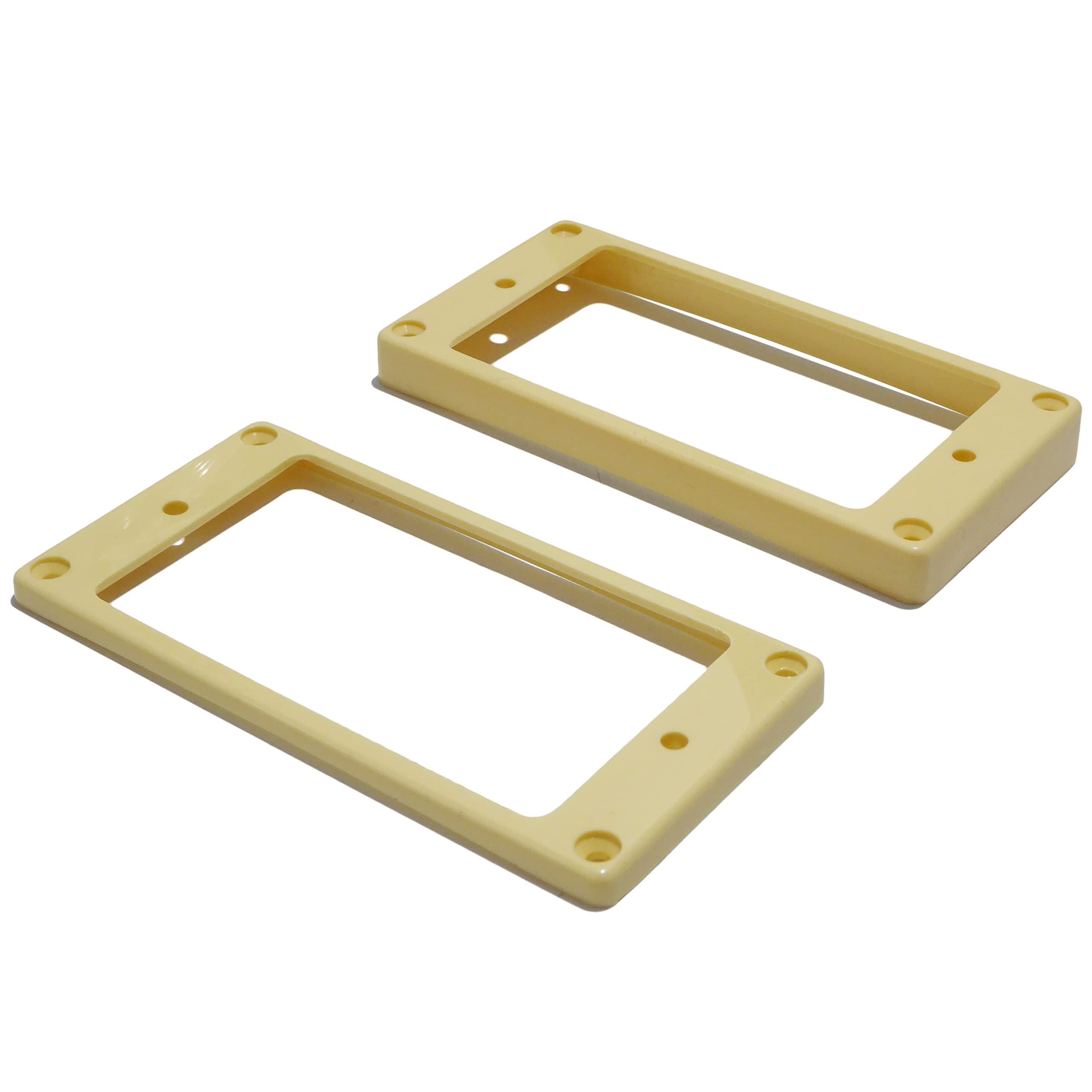 Pair of humbucker pickup surround rings for curved top guitar in ivory/cream including screws
