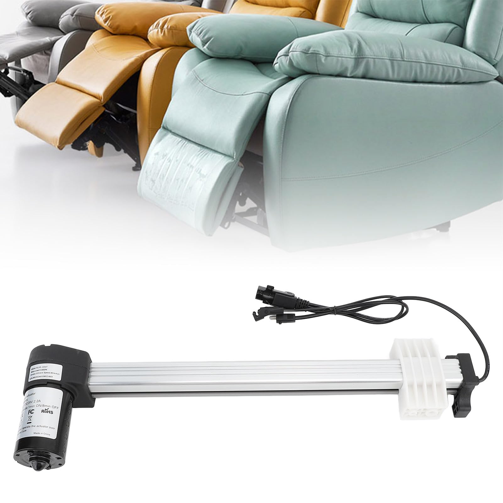 Gugxiom Kit De Remplacement Moteur Fauteuil Inclinable Électrique - Course 333 Mm, DC 29V, Actionneur Avec Protection IPX4 - Charge 1000N