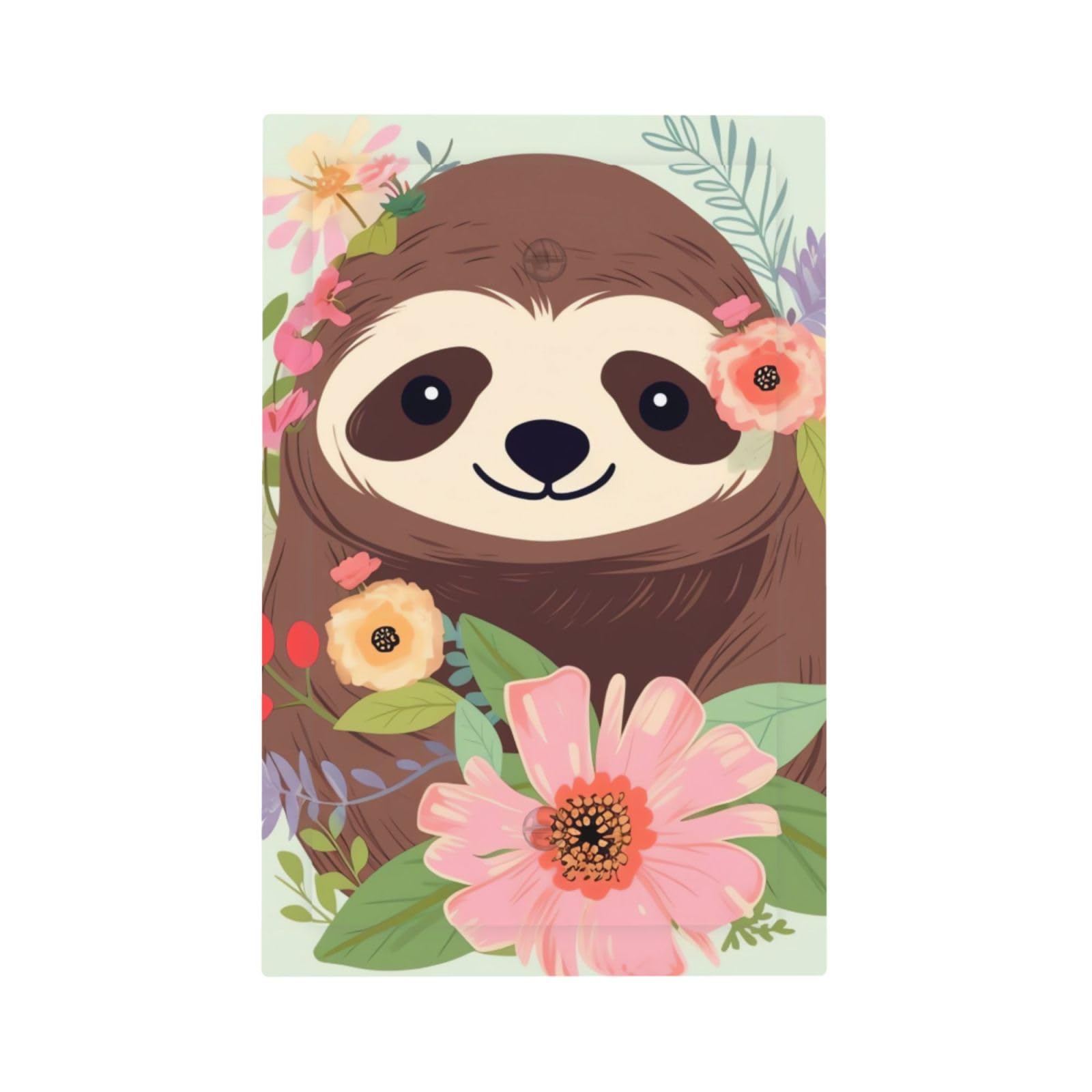 1-Gang Decorator Wall Plate Sloth And Flowers Light Switch Cover Single Gang Receptacle Outlet Wall Plate Mid Size 5" x 3" Wallplate Unbreakable Polycarbonate Outlet Faceplates Covers