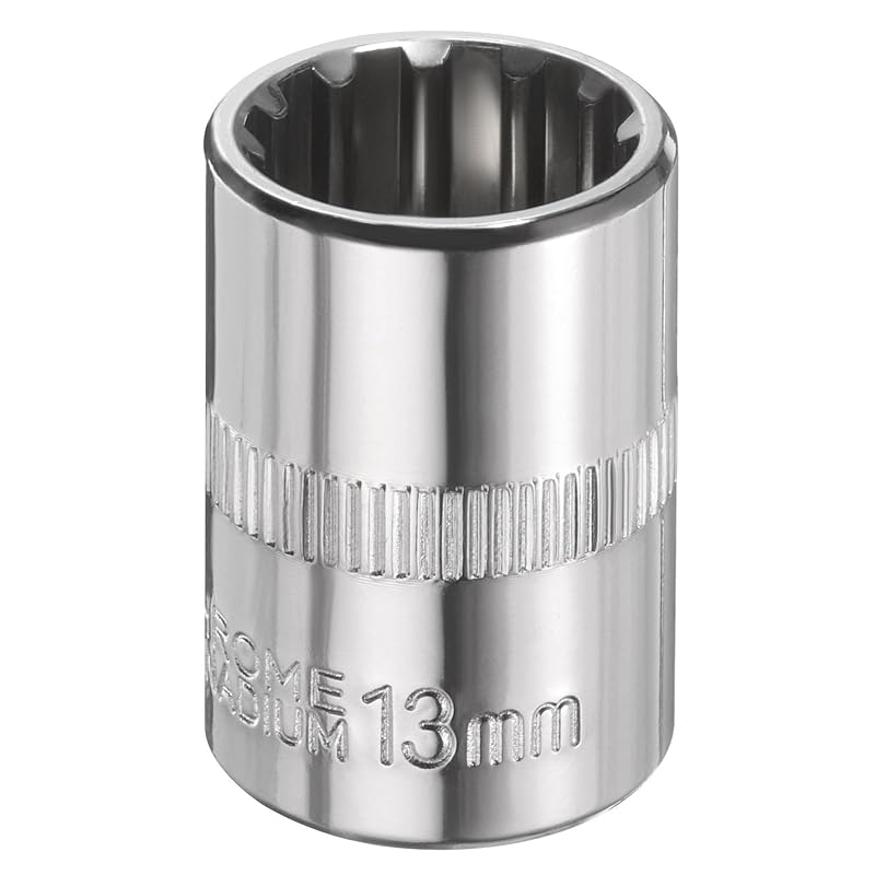 Soquete de impacto 12 pontos HARFINGTON 13 mm com encaixe de 9,5 mm (3/8 pol.), aço cromo-vanádio, perfil raso, 1 peça