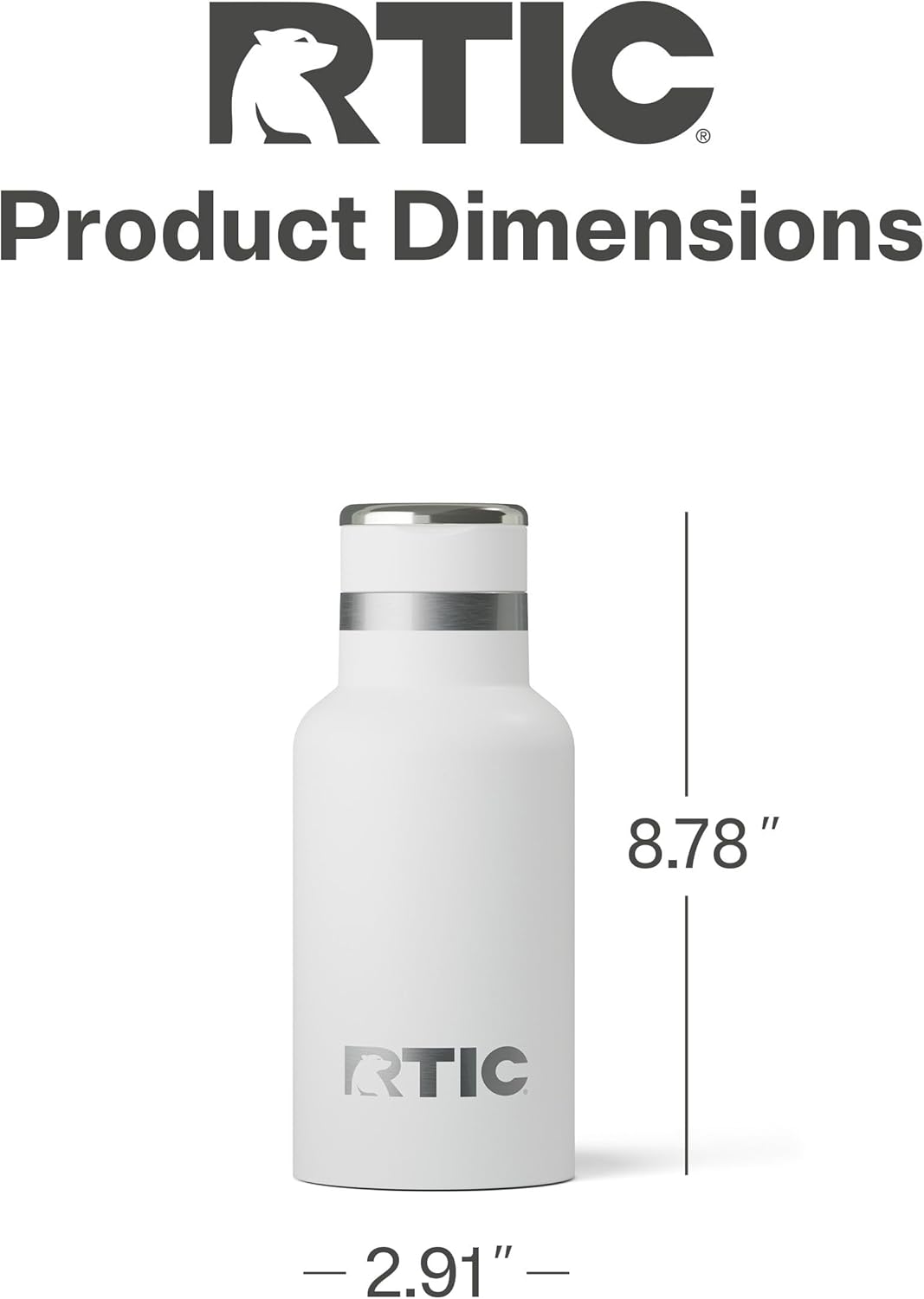 RTIC Little Journey Water Bottle with Straw, Ceramic-Lined, Insulated, Stainless Steel, Metal, Double Wall Vacuum-Insulation, Leak-Proof Lid, BPA-Free Water Flask for Sports, Travel, White - Image 4