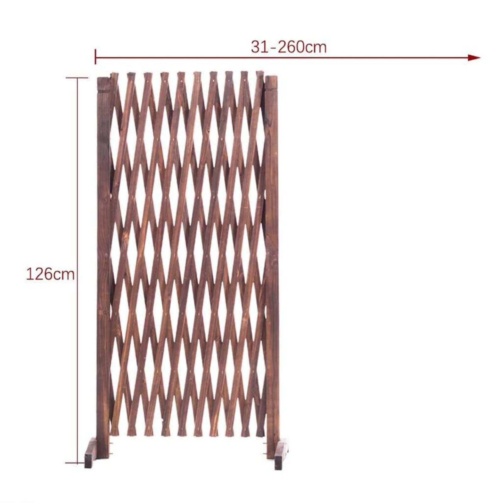 Grid Decoration Teleskop-Leitplanke – Garten-Holzzaun, Multifunktionaler Zaun Zum Aufhängen Von Dekorationen, 0,9 cm Dicker Holzstreifen, Pflanzen-Kletterrebe, Braun (Size : H120*L180)