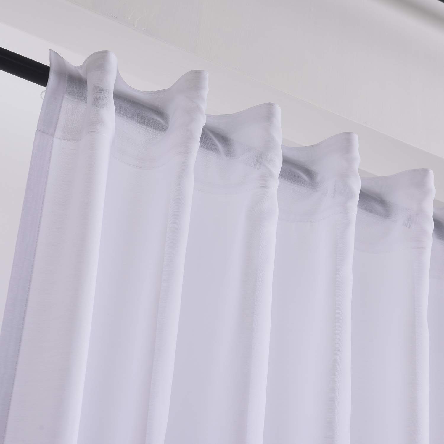 Megachest pure voile extra wide tape top sheer curtain (1 Panel) cotton voile-snow white, W 116" x L 54" (1 Panel) - Image 2