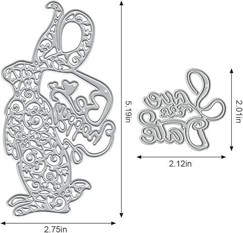 Miniatura 2 de Troquel de conejo de Pascua de metal para hacer tarjetas, troqueles de corte de conejo huecos de primavera para decoración de vacaciones, bricolaje,