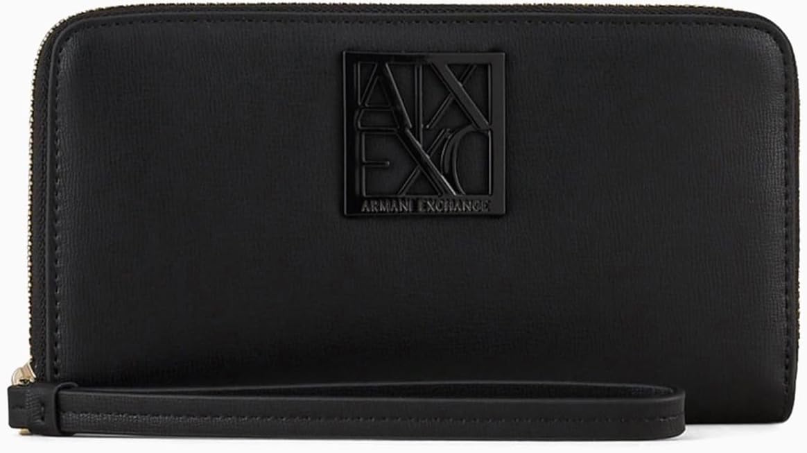 Armani Exchange womens Logo Zip Around Wallet Wristlet