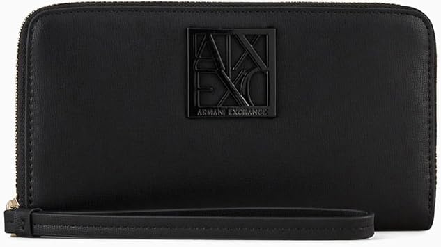 A | X Armani Exchange レディース ロゴ ラウンドファスナー ウォレット リストレットバッグ