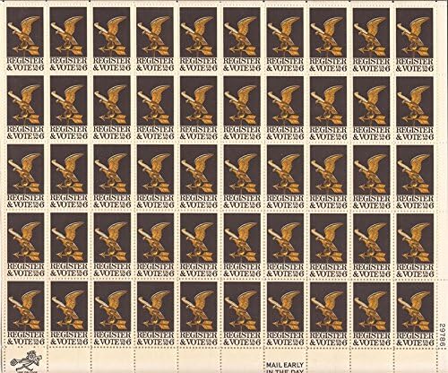 US Stamp - 1968 Register and Vote - 50 Stamp Sheet - Scott #1344