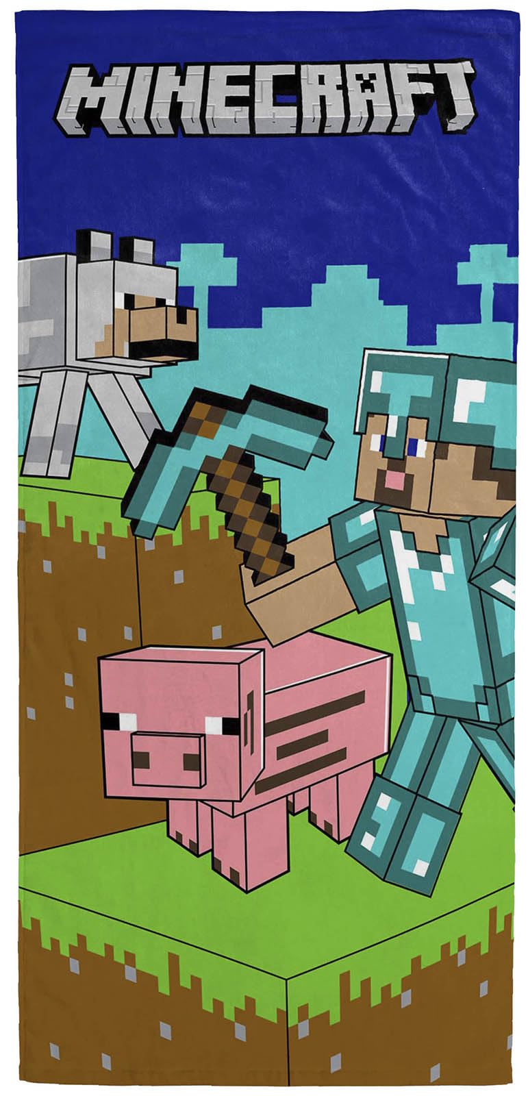 Jay Franco Minecraft Kids Bath Pool Beach Towel - Super Soft & Absorbent 100% Cotton Towel, Measures 28 x 58