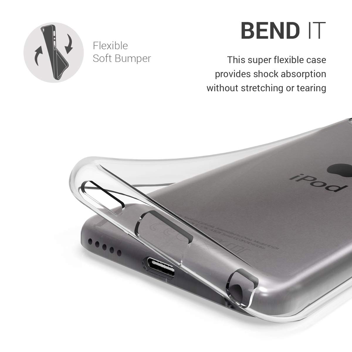 kwmobile Kryształowe etui kompatybilne z Apple iPod Touch 6G / 7G (6. i 7. generacji), miękkie silikonowe etui ochronne TPU, przezroczyste