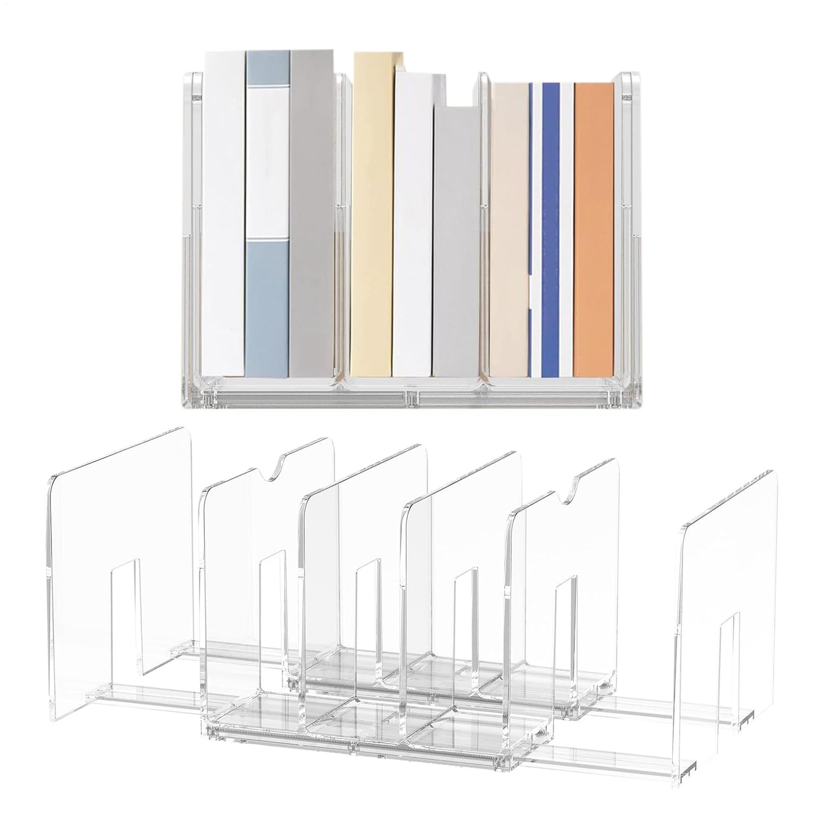 Organizador de Documentos para Escritorio - Soporte Extensible para Archivos de Mesa - 2 Piezas con 5 Secciones Organizador y Almacenamiento para Papel Carta Libros Hogar Oficina Apartamento