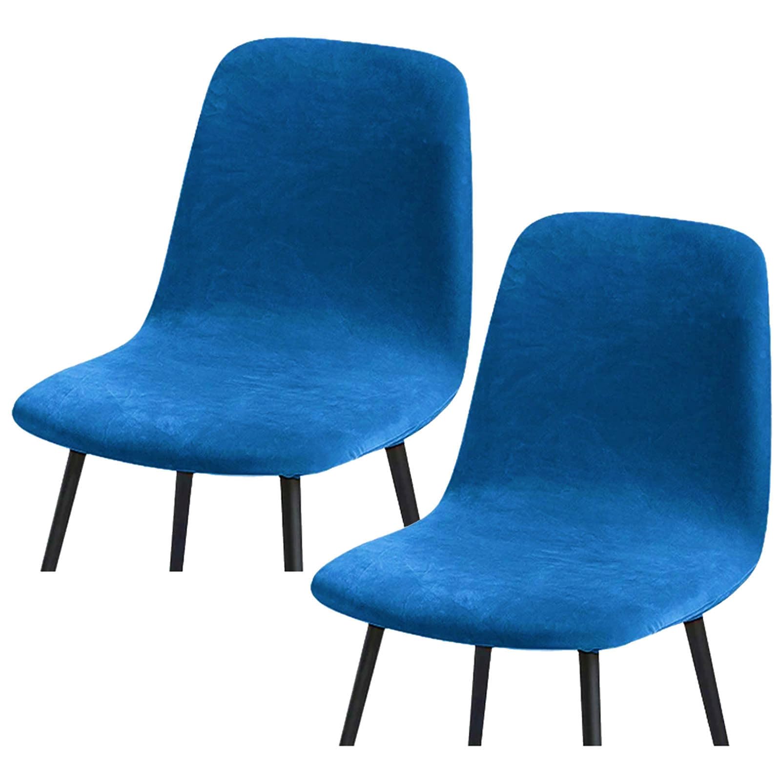 HLTQL Shell Chair Covers For Dining Chairs 4/2 Dining Room Chair Covers Velvet Upholstered Dining Accent Side Chair Covers Removable Washable (#royal blue,2er)