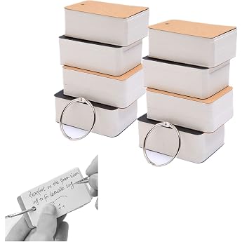 800 Sheets Mini Flash Cards Flashcards Memo Scratch Pads White Blank Cards with Rings Bookmark Note Card DIY Greeting Card 7 x 3.8 cm 8 Pieces Khaki and Black