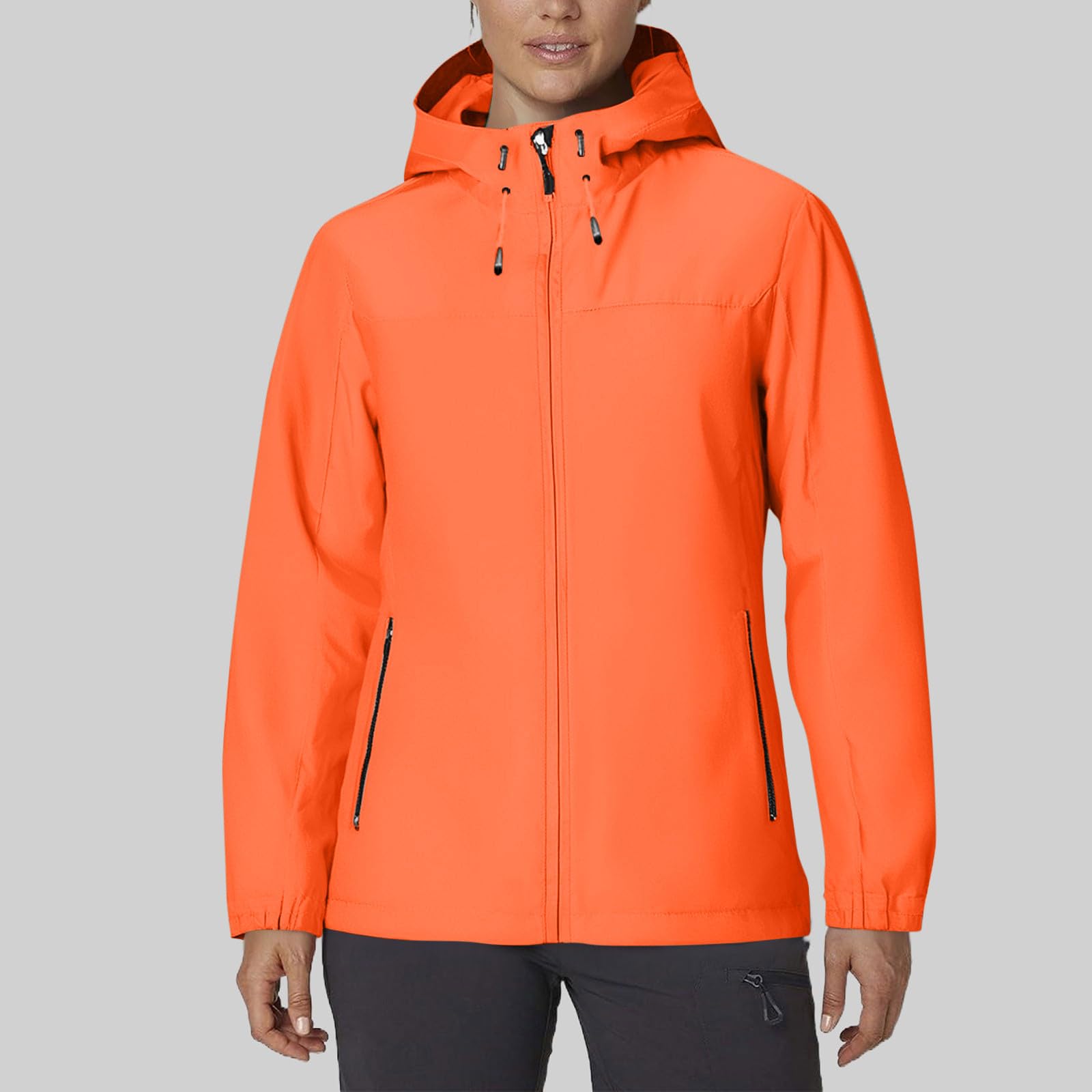 Plus Size Rain Jacket Women Waterproof Hooded Raincoats Travel Hiking Rain Coat Packable Windbreaker with Pockets - 3