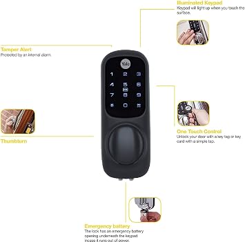 Yale Smart Living YD-01-CON-BL Keyless Connected Ready Smart Door Lock, 60mm Nightlatch Standard Security Black Cylinder, 60 mm Backset