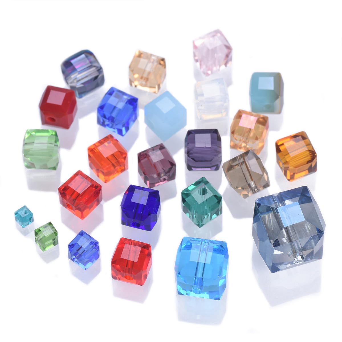 LYVQZPWLRsemillas de vidrio, Lote de cuentas sueltas de cristal checo facetadas, cuadradas y cúbicas, de 3 mm, 4 mm, 6 mm, 8 mm y 10 mm for manualidades.(Random Mixed,10mm 10pcs)