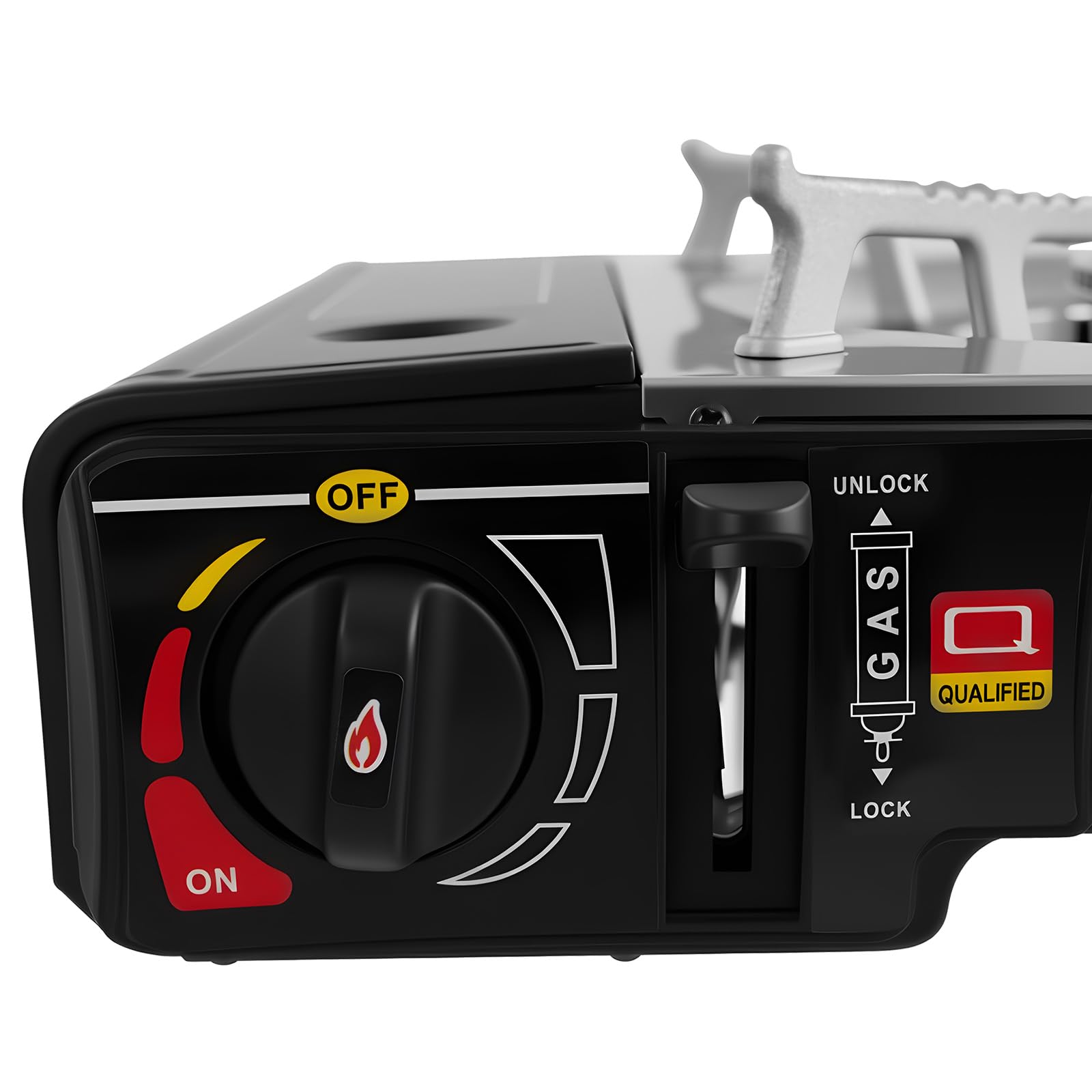 Fornello a gas a 2 luci, con accensione piezoelettrica, 2 in 1, set per barbecue a gas da campeggio, a 2 luci, con piastra grill, valvola di protezione da sovrapressione, fornello da campeggio per