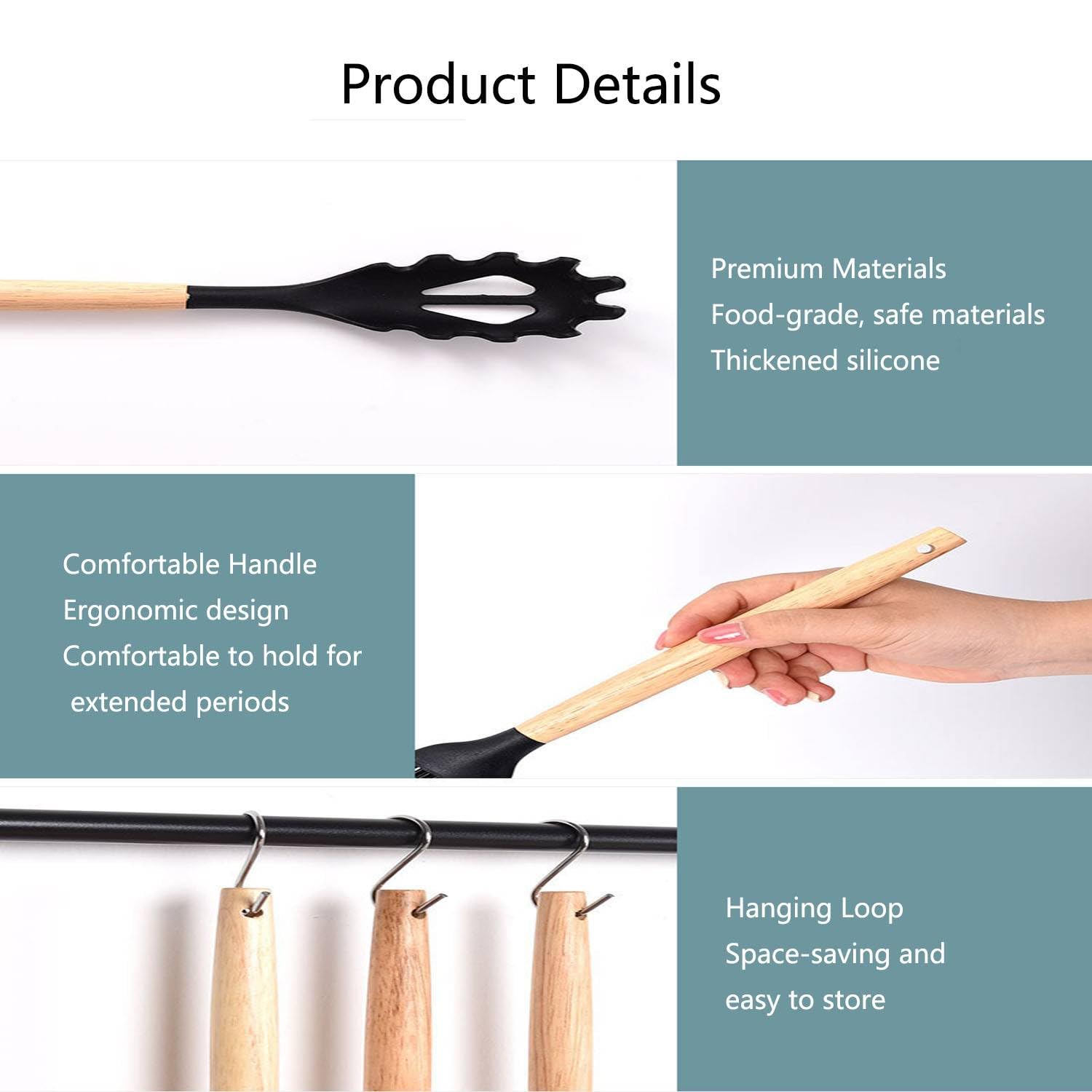Silikon Küchenhelfer Set Kochlöffel Set Premium Kochutensilie Mit Antihaft-Beschichtung Hitzebeständiger Kochbesteck Set Spülmaschinengeeignet Mit Utensilienhalter Ideal Für Alle Kochgeschirr Pfannen