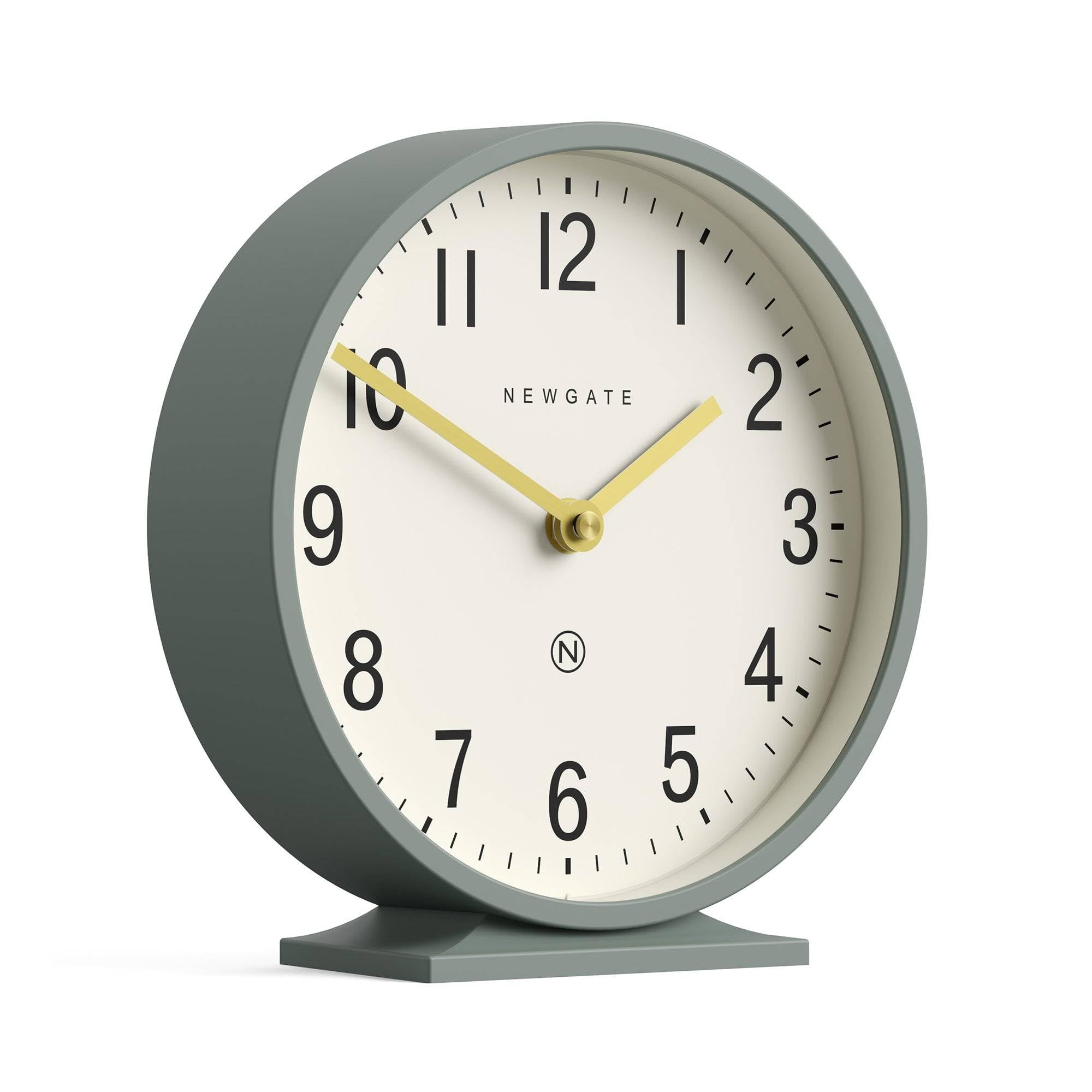 Newgate Asparagus Green Newgate® Q Mantel Clock | Modern Classic Round Mantel Clock | | Contemporary Style For Mantel, Desk, Table, Shelf Or Bedside