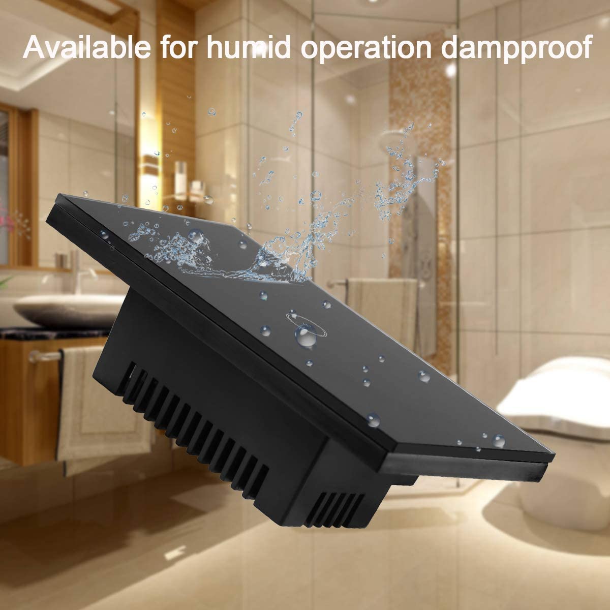 UseeLink Smart WiFi Interruptor de luz, pantalla táctil de vidrio templado, EE. UU, 2 vías, funciona con Alexa/Google Home, temporizador, se requiere cable neutro, negro (paquete de 2)