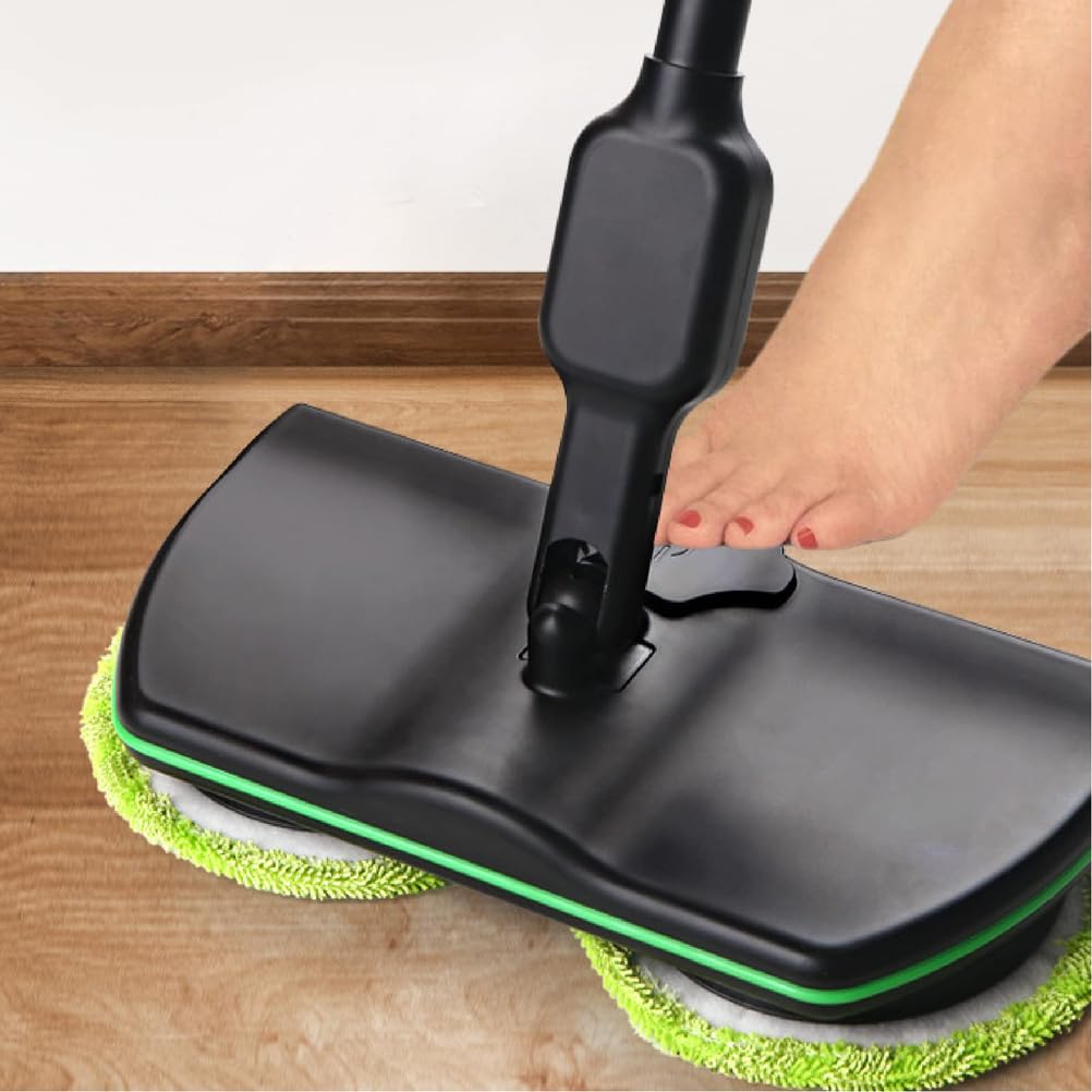 Mopa Giratoria Eléctrica de Limpieza,Mopa Spinning Recargable con Mango Ajustable,2 Almohadillas Microfibra y 2 Almohadillas Pulido,para Suelos de mármol,parqué y demás