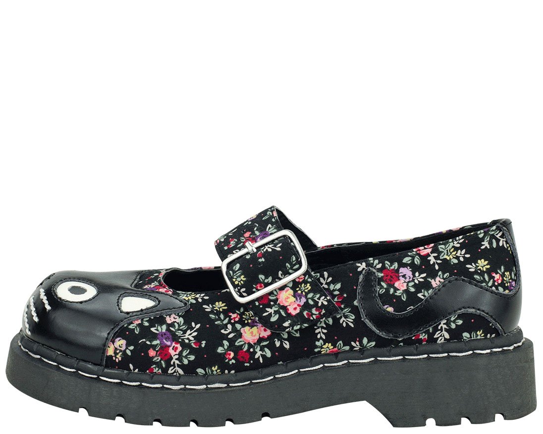 T.U.K. Kitty Cat Mary Jane Shoes for Women, Round Toe Ankle Strap Oxford Shoes: 11 Floral