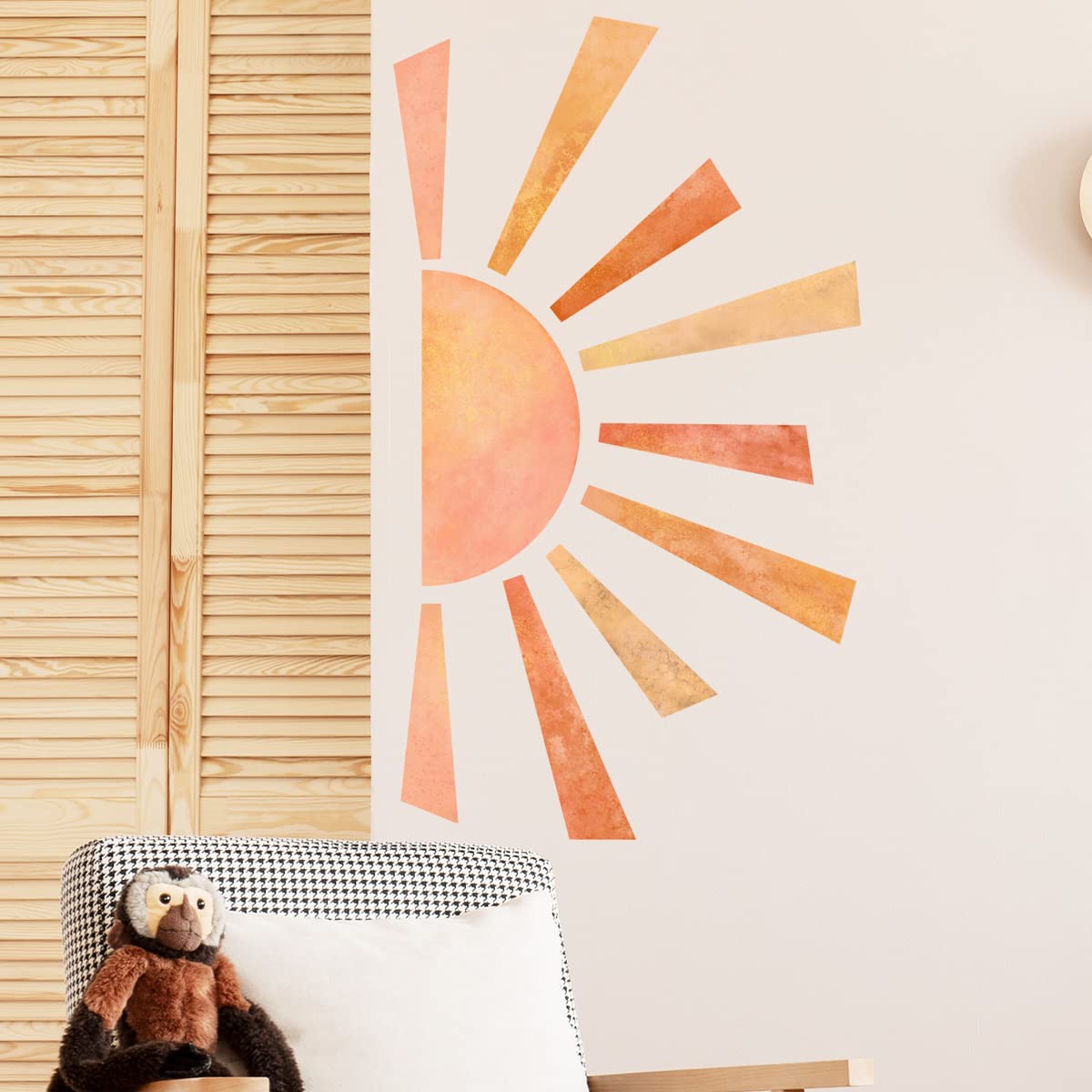 QANYUE Peel And Stick Boho Sun Wall Decals – Removable PVC Sunrise Stickers, Kids Room, Nursery, Playroom Decor - View #3