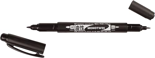 Tombow 56500 MONO - Marcador permanente doble 10 unidades color negro permanente con puntas finas y amplias