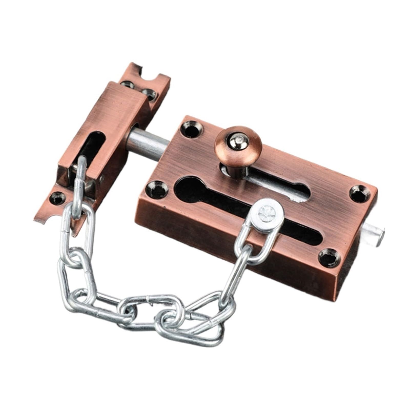 Security Guard Door Chain Alloy Hotel Home Window Safety Sliding Bolt Lock Antique Latch Hardware for Door(Red Bronze)