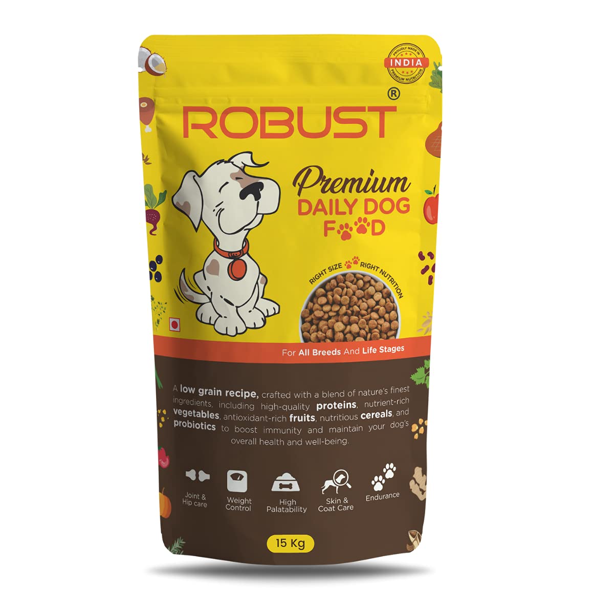 Robust Premium Daily Dog Food | Wheat Free| Chicken & Fish | Maintenance Feed | All Breeds and Life Stages| Proudly Made in India (15 Kg (Breeders Pack)) (B09FYFGBVM) Amazon Price History, Amazon Price Tracker