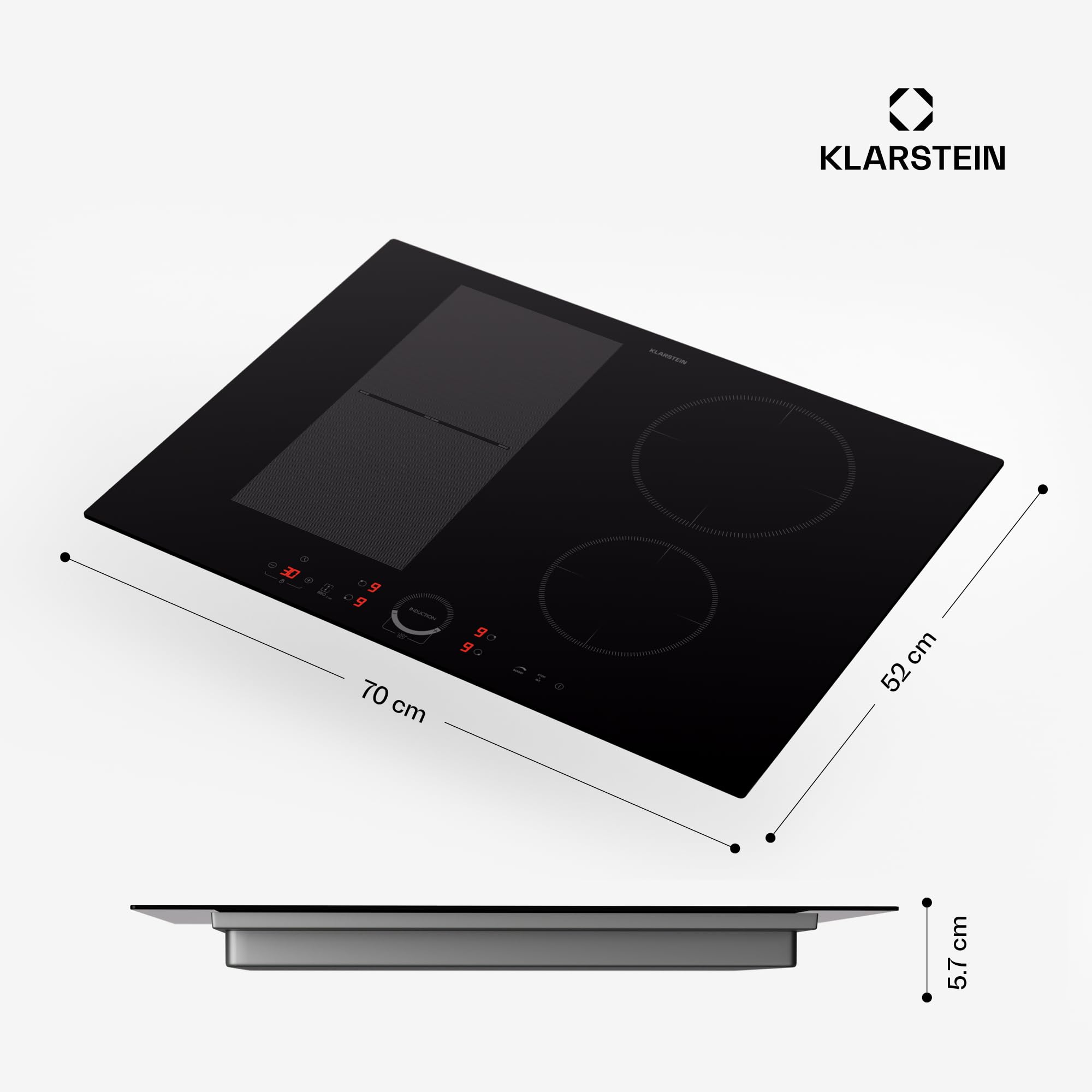 Klarstein induction hob, glass ceramic 7000W induction hob with 4 plates, built-in induction plate with touch display and timer with overheating protection — view 7