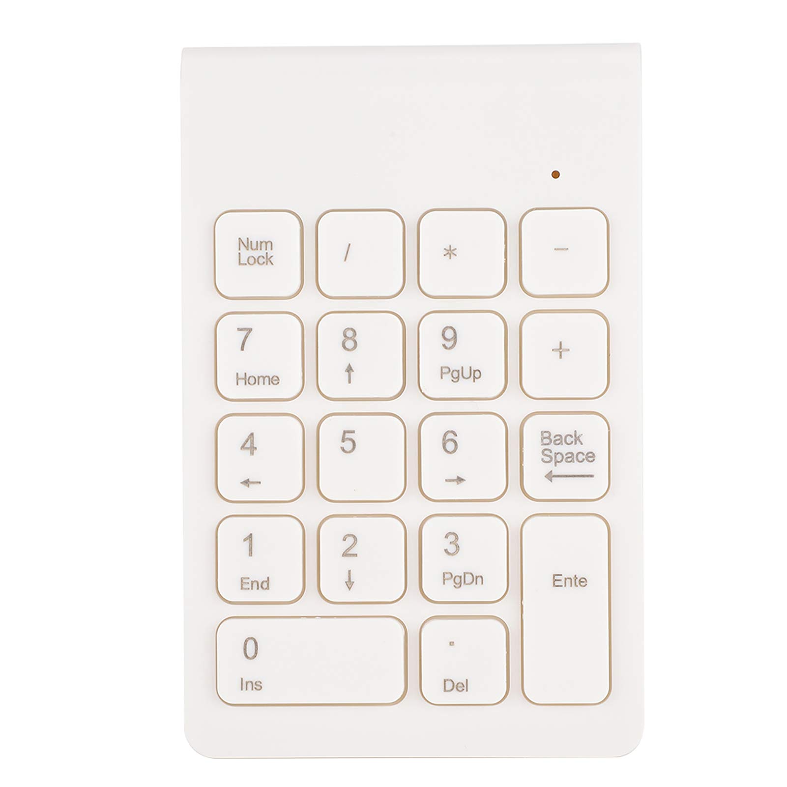 Bezprzewodowa Klawiatura Numeryczna, 18 Klawiszy Przenośna Klawiatura Numeryczna 2,4 GHz, Odbiornik Mini USB do Laptopa, Notebooka, Komputera Stacjonarnego(Biały)