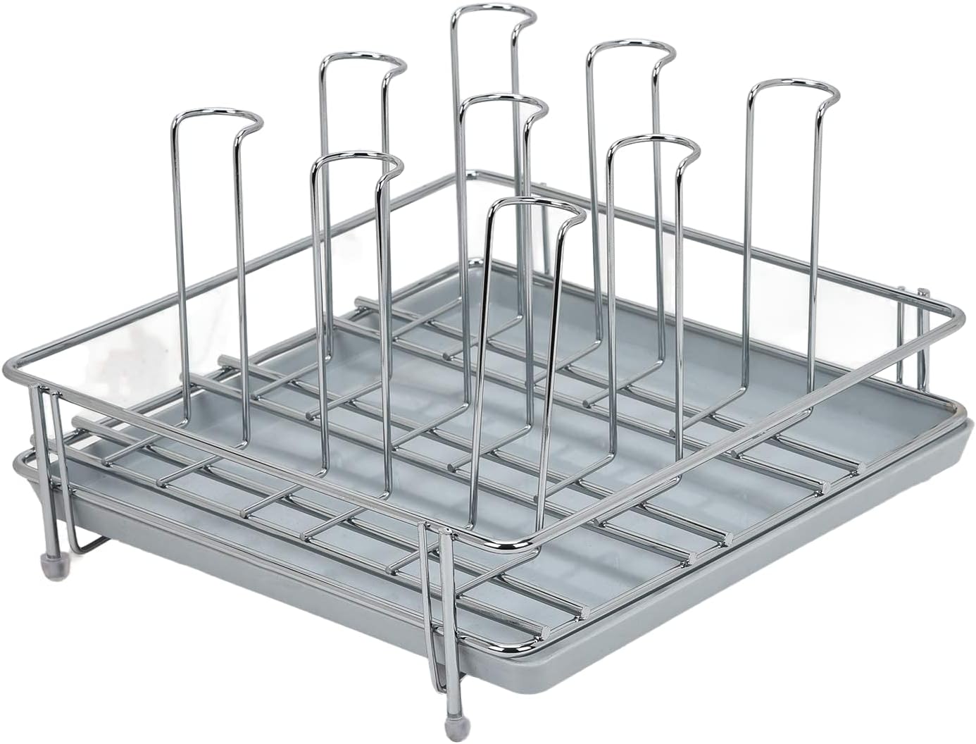 LEVON Stainless Steel Glass Stand for 6 & 9 Glasses | Silver Glass Holder for Kitchen & Dining Table | 9-Rack Durable Organizer | Rustproof & Space-Saving