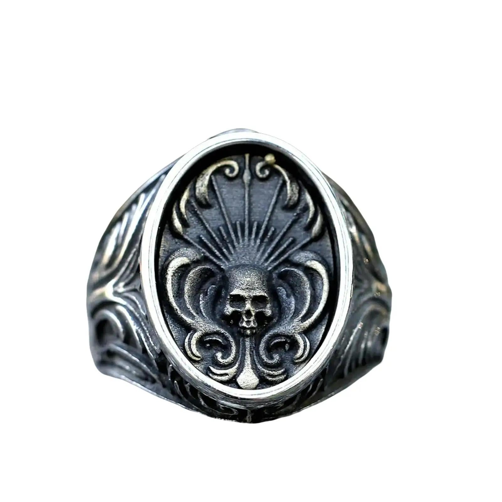 New Men's Exaggerated Skull Ring Men's Gothic Personality Punk Ring Fashion Accessories Party Jewelry Vintage