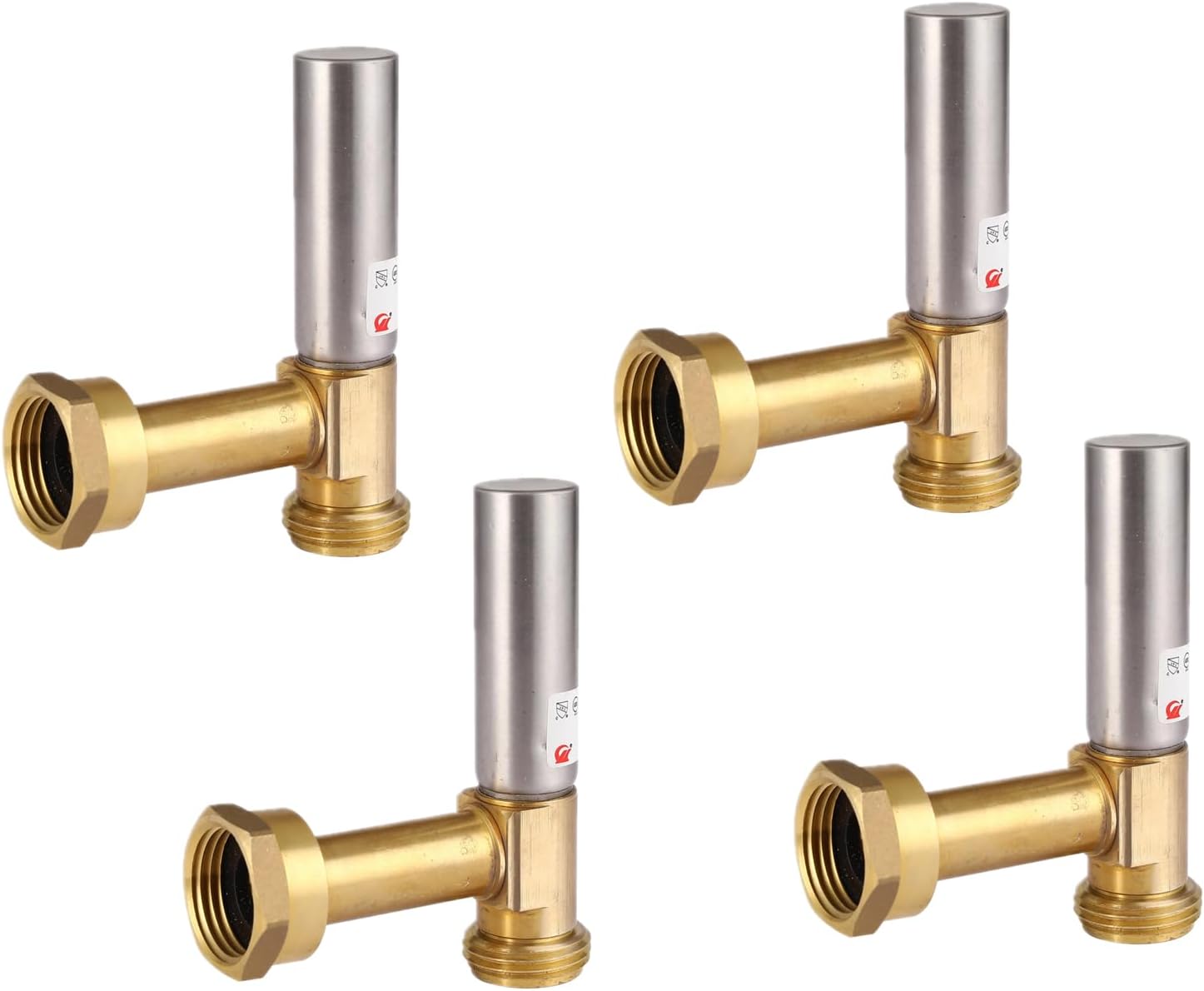 4Pack Angle Water Hammer Arrestor for Washing Machine,Stainless Steel Laundry Washer Box Fittings,3/4 Inch Swivel FHT x 3/4 Inch MHT Reduce Noise Water Hammers Arrestors